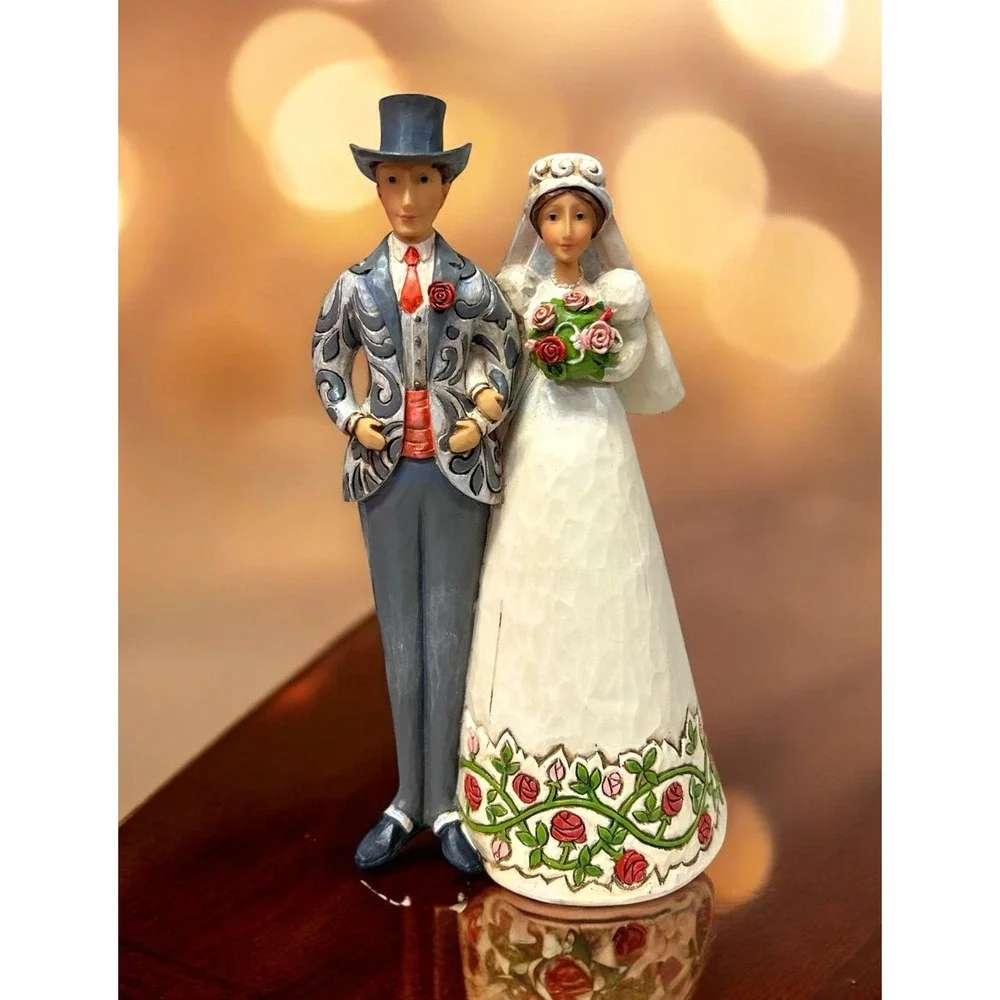 JIM SHORE HEARTWOOD CREEK WEDDING CAKE TOPPER LOVE MARRIAGE I DO BRIDE GROOM E4